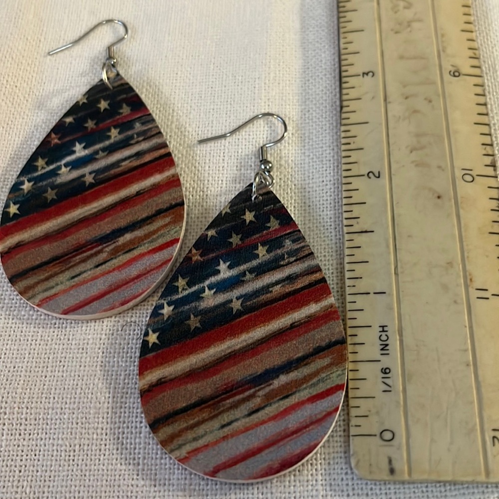 Patriotic Pleather Printed Earrings.